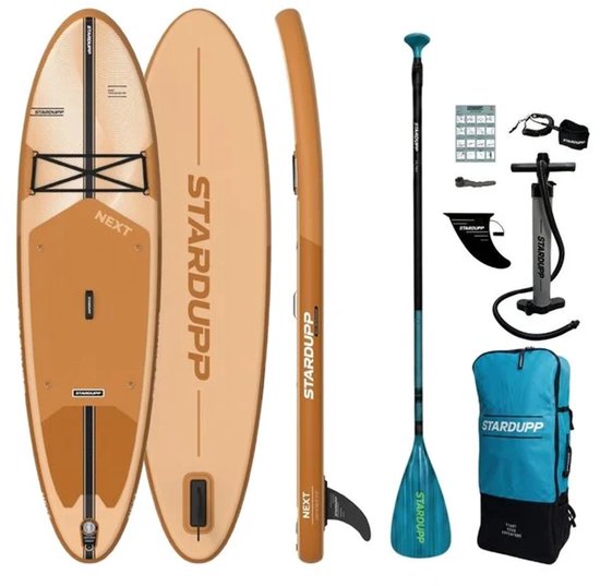 Stardupp Next SUP Board – Opblaasbaar – Complete Set – 315x81cm – Max. 150KG – Inclusief Pomp, Peddel & Rugzak - Oranje