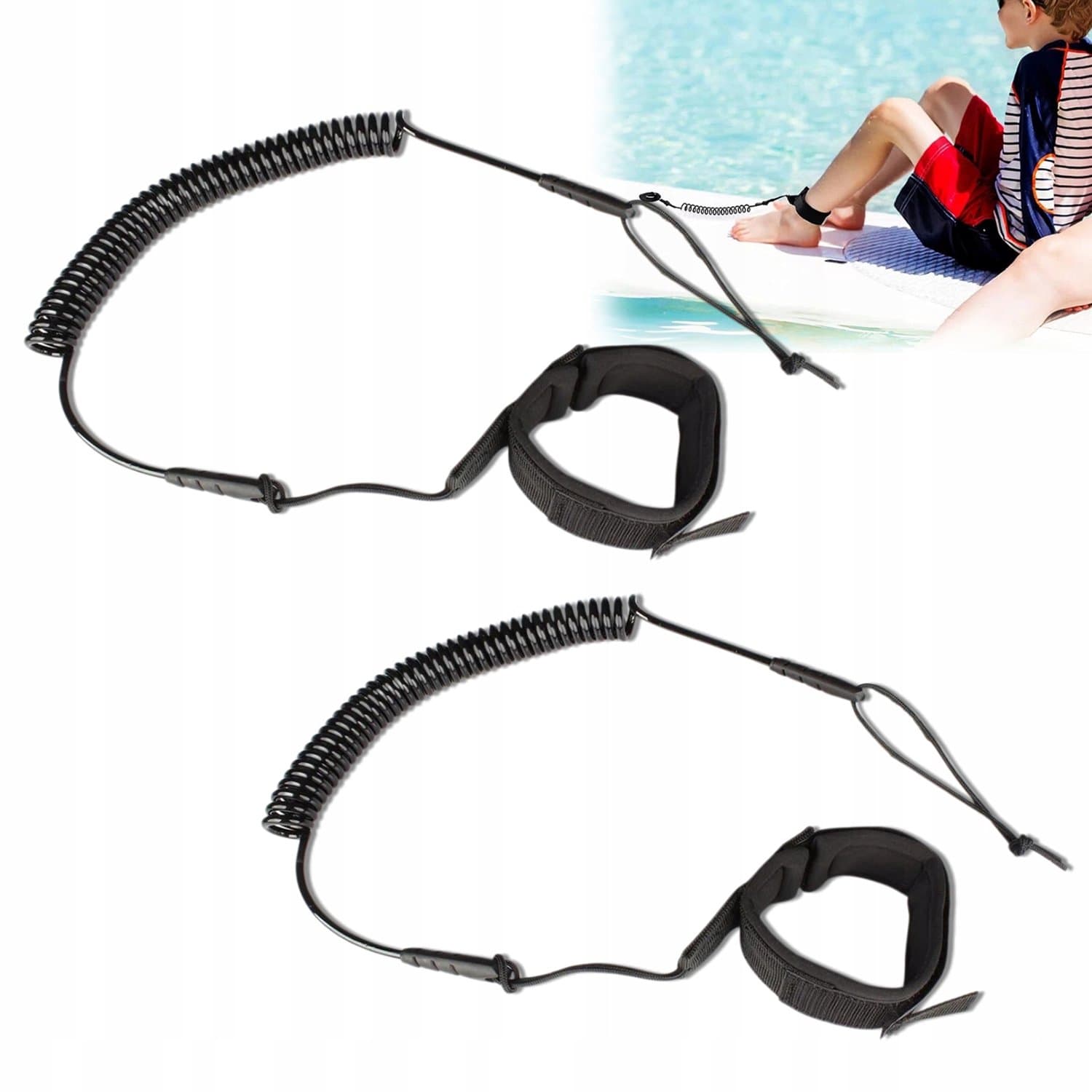 Set van 2 Surfplank Leashes Flexibel en Duurzaam voor SUP & Surfen