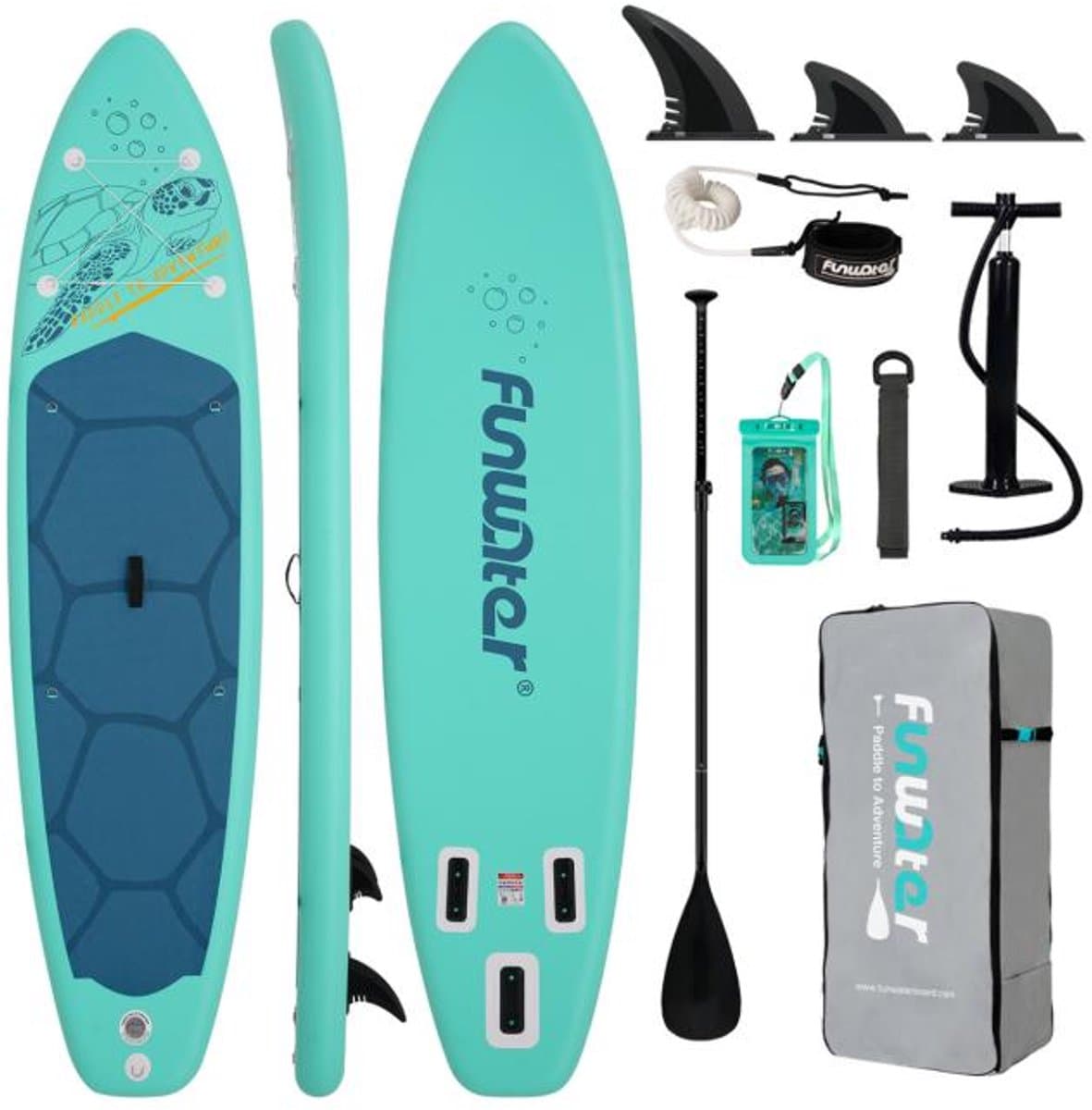 FunWater Stand Up voor volwassenen en beginners, 350×84 cm, max 120 kg