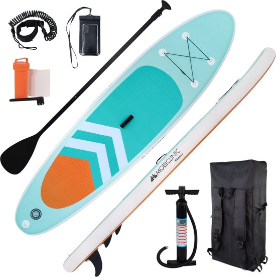 Mobiclinic Lilo - SUP board - Opblaasbaar Paddle - Paddle Board - Ultralicht - Complete set - Verstelbare peddel - 315 x 78 x 15 cm - Tot 150kg - Met pomp - Hoes voor telefoon - Veiligheidsband en Draagtas