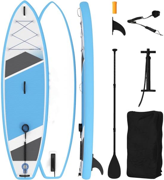 SUP boards- Opblaasbare stand-up paddleboardset - 320 cm stand-up paddleboard - Maximaal draagvermogen 110 kg - Antislip - Complete stand-up paddleboardset - Geschikt voor tieners en volwassenen - Wit/Blauwssenen
