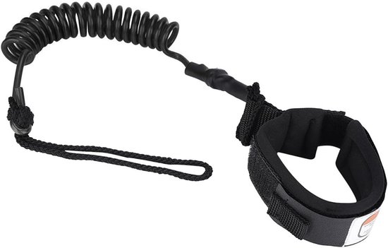 Coiled Spring Leg Foot Rope voor Stand Up Paddle Board - 5mm, Zwart, Duurzaam en Flexibel Veiligheidsaccessoire