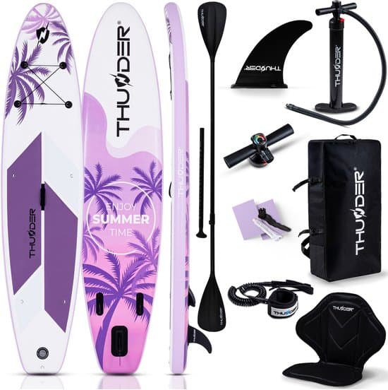 THUNDER® SOLA SUP Board Opblaasbare 350 cm met Kajakstoel – Complete Set met Pomp, Peddel & Accessoires