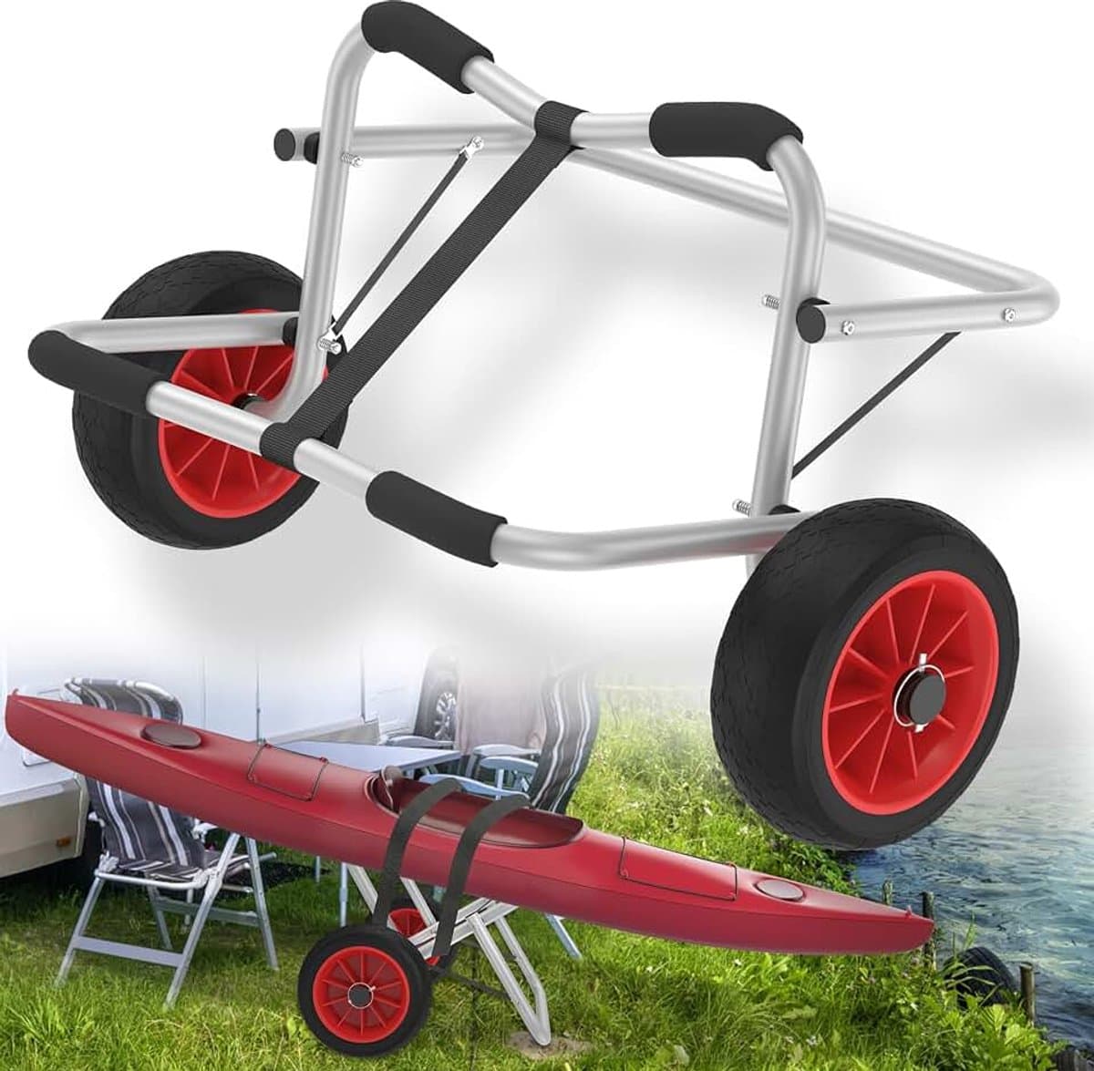 Opvouwbare aluminium kajakwagen, SUP, max 100 kg