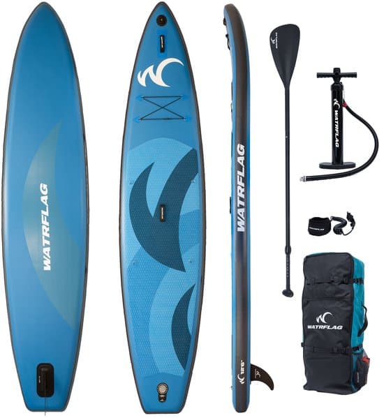 Watrflag Arrow Premium kwaliteit opblaasbaar SUP Board 12'6, 380 x 81 x 15 cm, Complete SET bestaande uit luxe rugzak, 3-delige peddel, dubbel air pomp, leash, reparatiesetje 380
