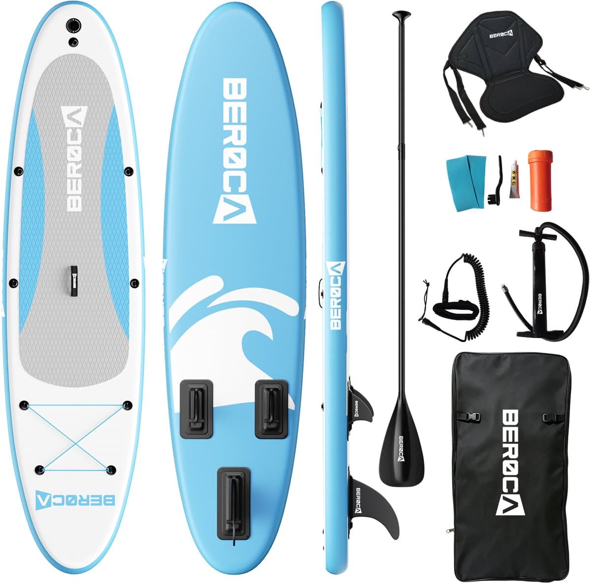 Beroca SUP Blauw Wit, 320×81 cm, max 160 kg