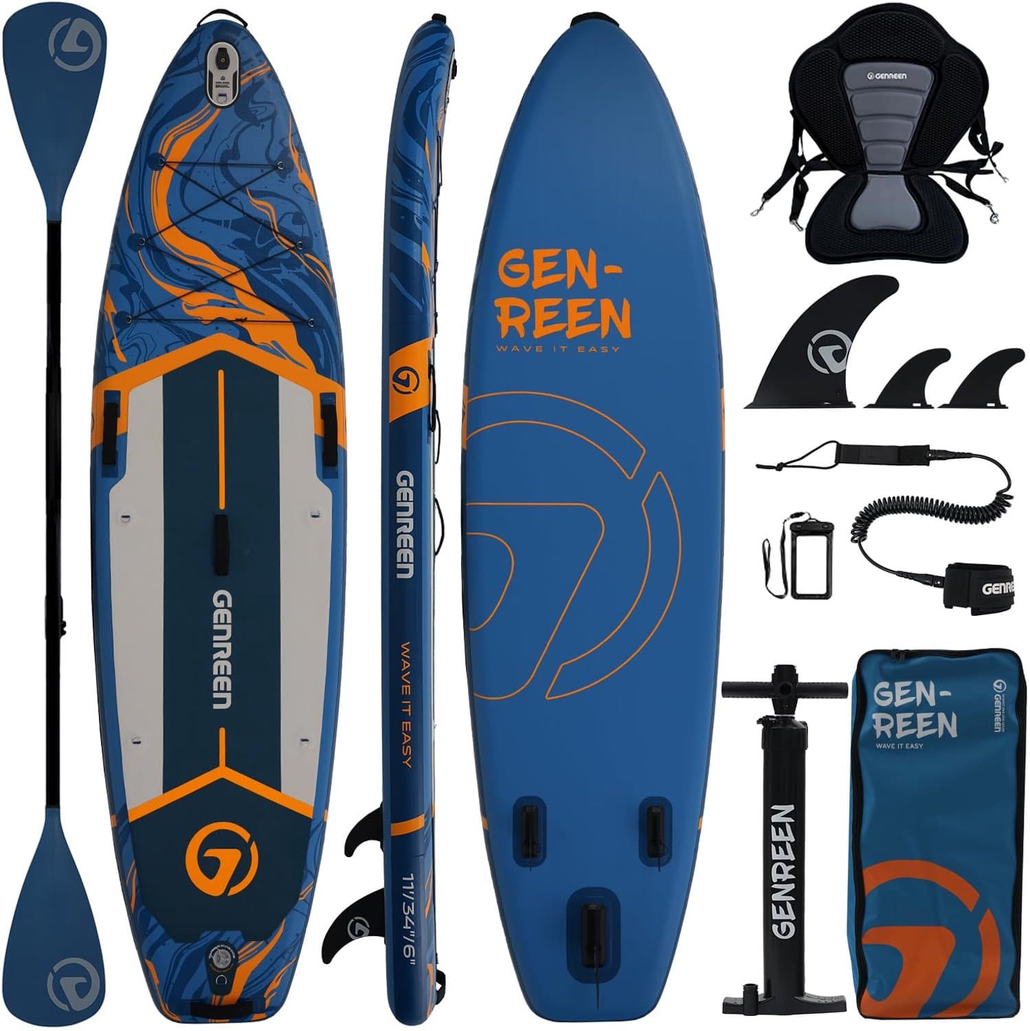 Opblaasbaar SUP Ocean Blue Afmetingen Dikte, 335×84 cm
