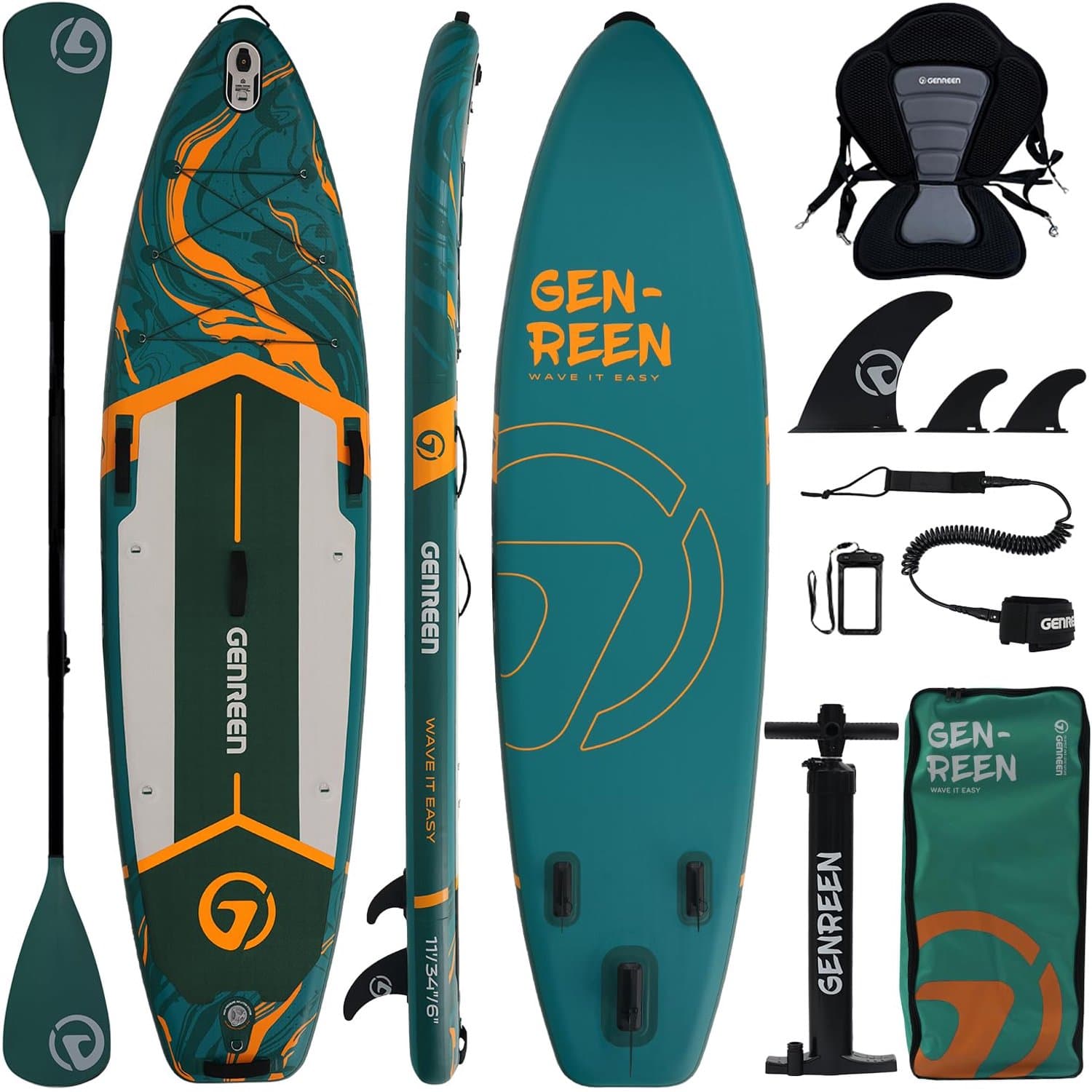 Opblaasbaar SUP Jungle Green Dikte EVA PVC, 38×84 cm