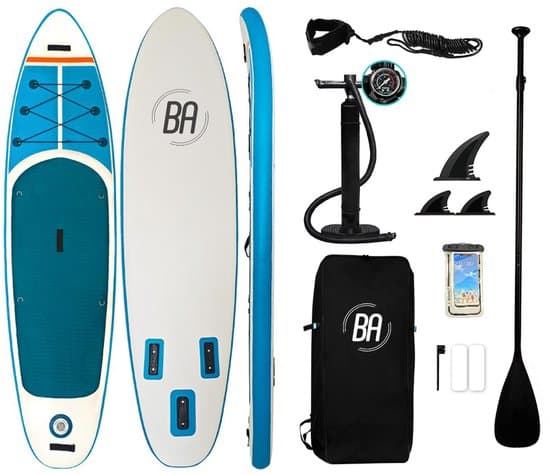 Best Active SUP Board Pro - Opblaasbaar Paddle Board - Complete Set - Met Pomp / Draagtas / Verstelbare Peddel / Enkelkoord / Reparatiekit - Belastbaarheid Max. 150KG - 320x81x15cm - Blauw