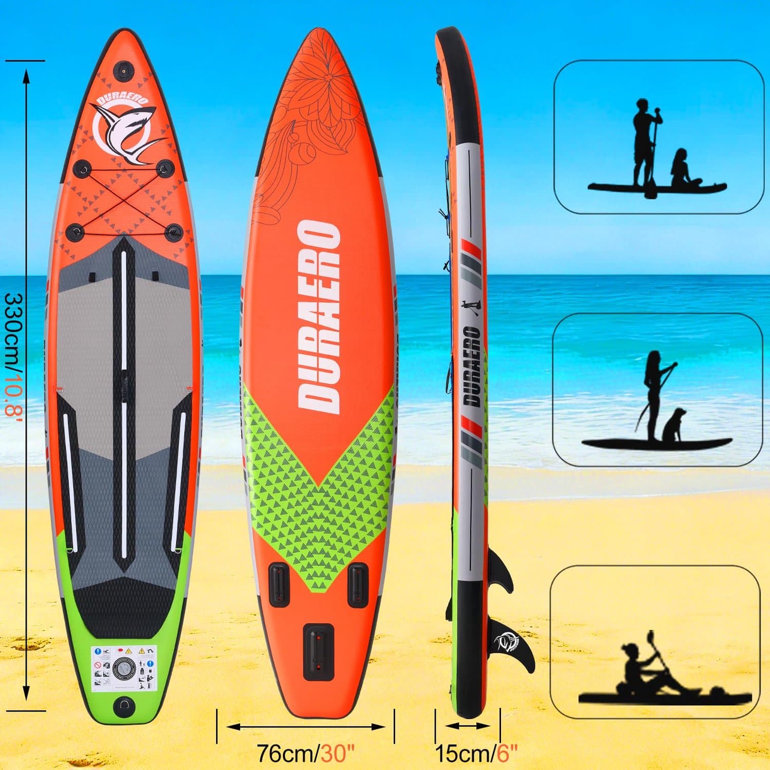 Stand Up Rood SUP 150 Kg Draagkracht, 330×76 cm, max 150 kg