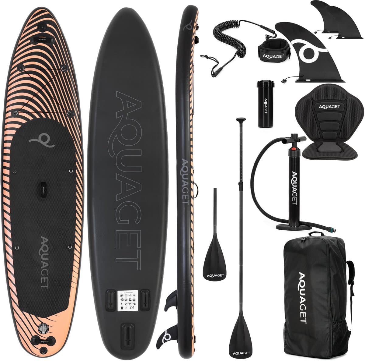 Aquaget® SUP,5cm Zwart/Oranje, max 220 kg