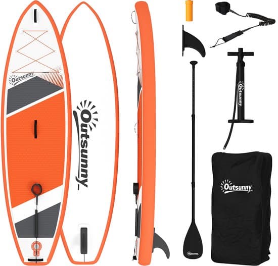 Opblaasbaar paddleboard van Outsunny - 500D geborsteld plastic, EVA - 320 x 82 x 15 cm - Oranje