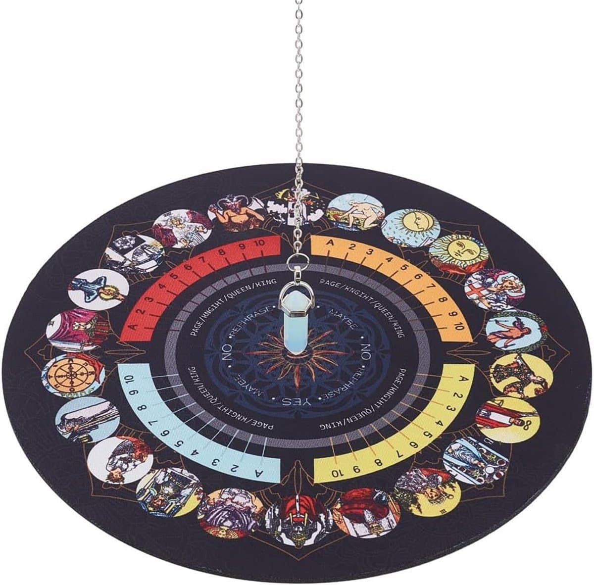 Craspire Pendulum Board Dowsing Divination with Opalite Pendulum