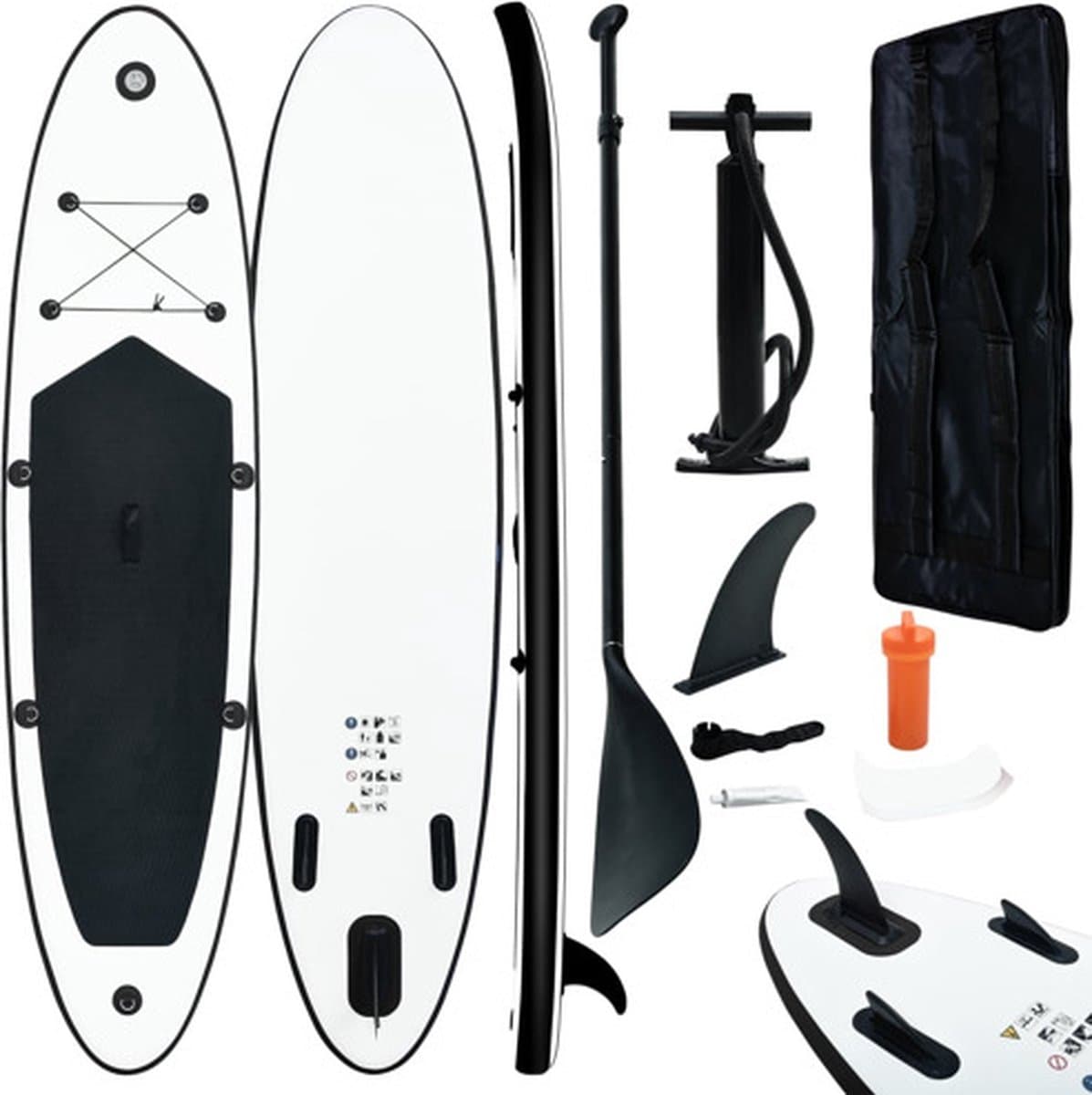 Onbekend vidaXL Stand Up Paddleboardset zwart en wit