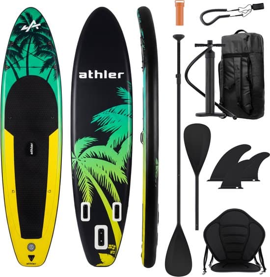 ATHLER Cobia 320 SUP Board - Opblaasbaar Paddle Board - Complete Set - 320cm - Max. 130 kg - Geel