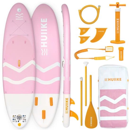 HUIIKE SUP Board - Opblaasbaar Paddle Board met Accessoires, Peddel, Vinnen, Pomp - Stand Up Paddle met Hoge Stabiliteit - 305 x 84 x 15 cm - Max. 130 kg
