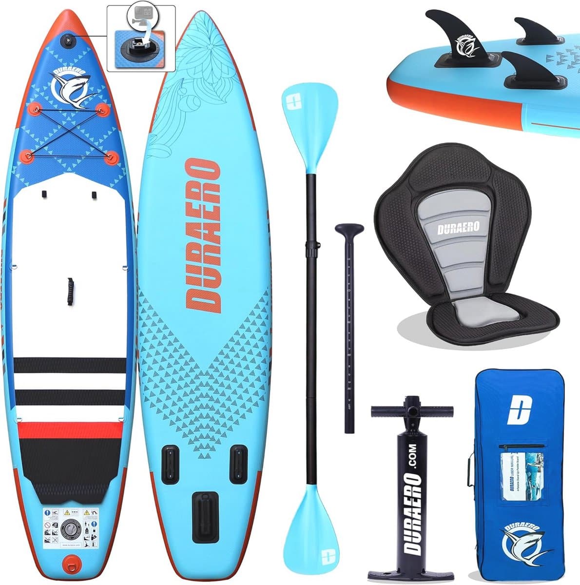 Opblaasbaar Stand Up Set met Kayakfunctie 150 kg, 330×76 cm, max 150 kg