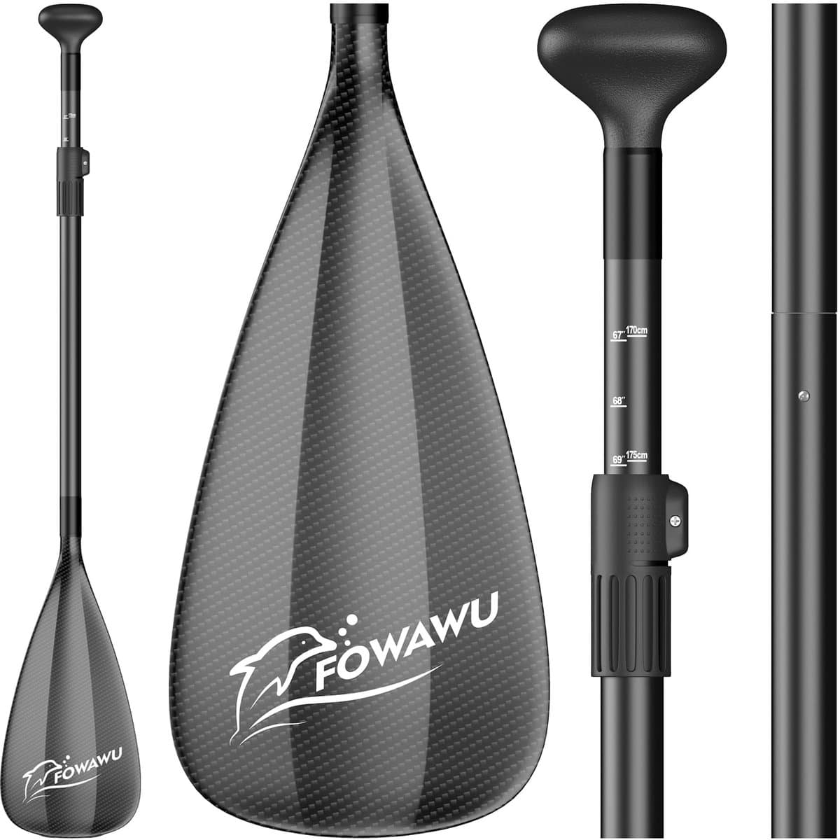 Fowawu Paddle 3 Piece Adjustable SUP Paddle Lightweight Oar for