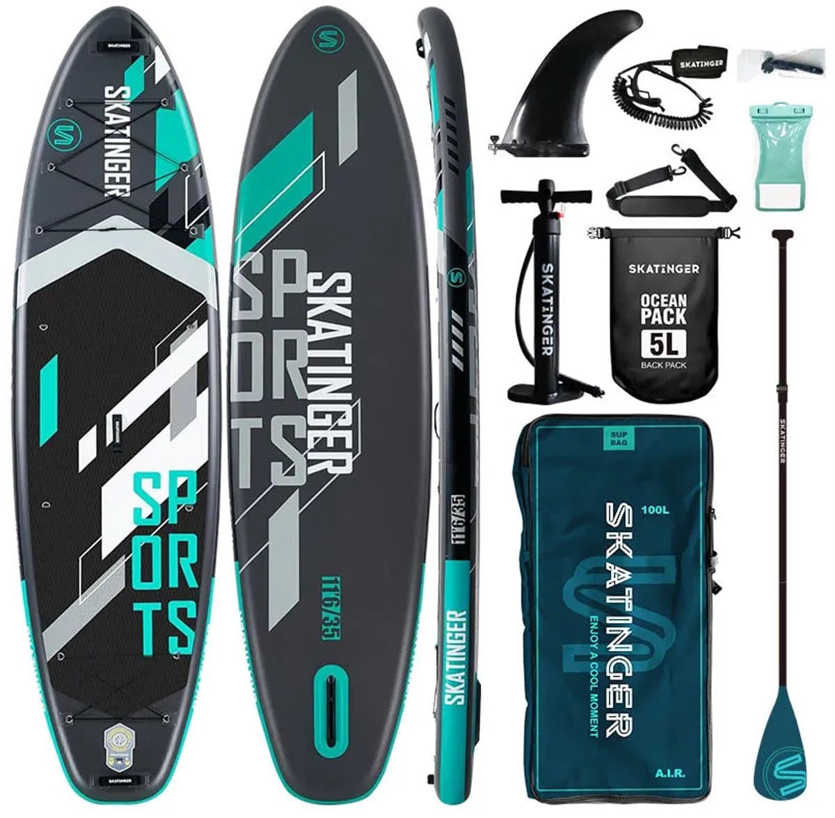 Skatinger Grey Sports Yoga SUP Compleet Pakket