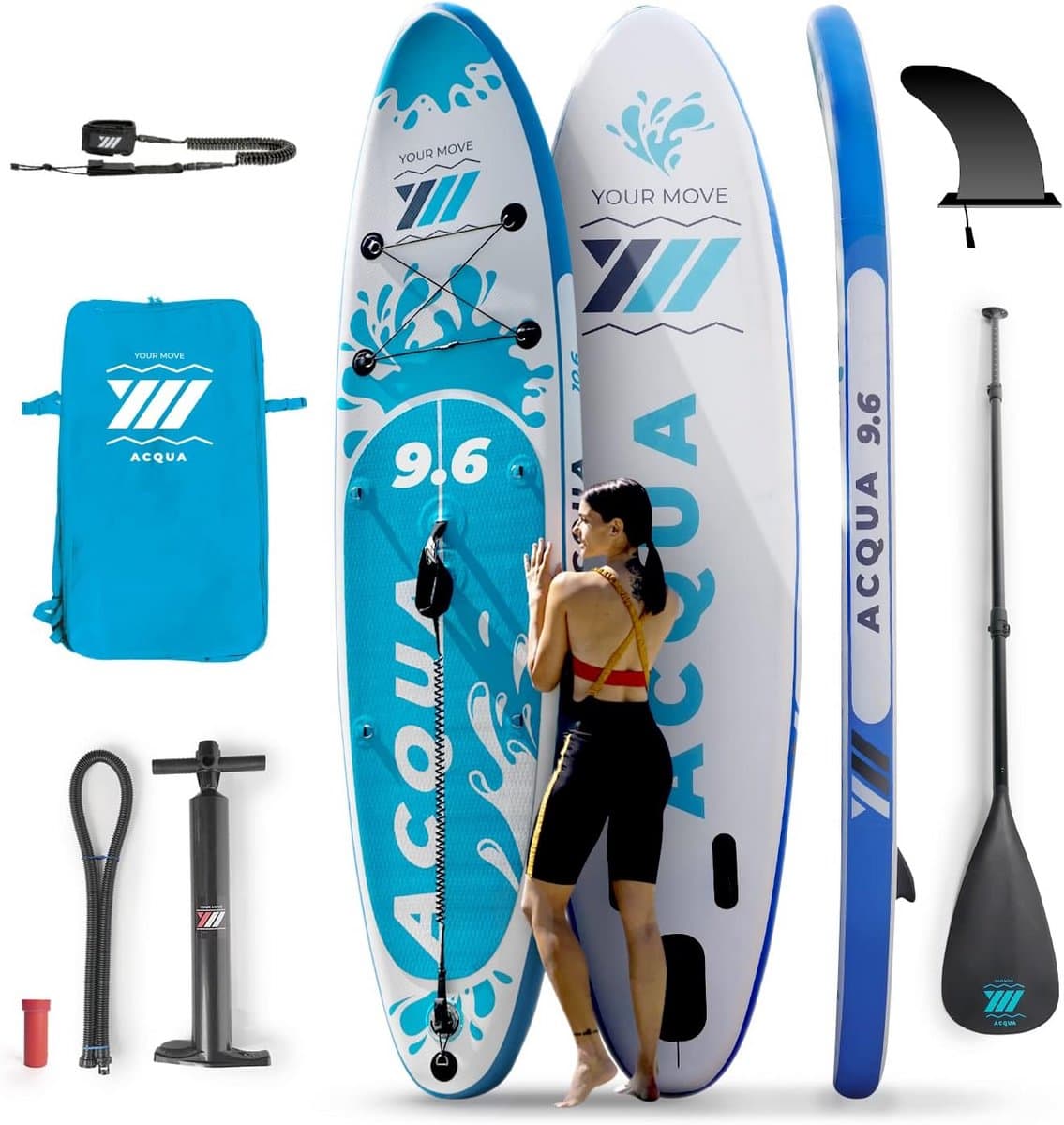 Opblaasbare Allround SUP 9'6" met Hoogwaardige, 9.5'