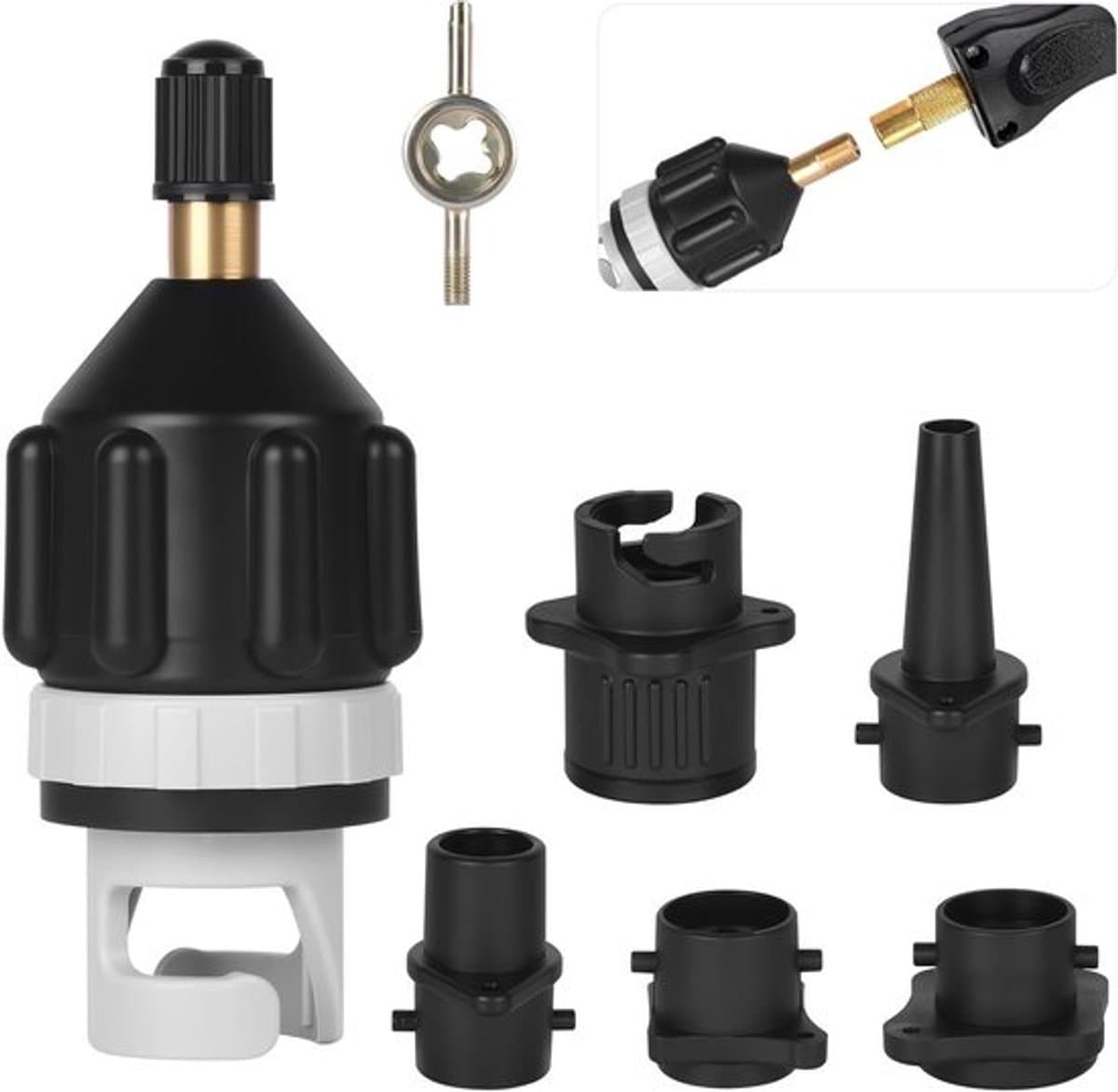 Opblaasbare SUP adapter met gasmondstukken en luchtklepconverter voor