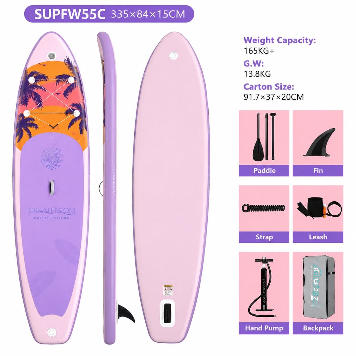 CreateEcom SUP SUP / Draagtas / Verstelbare, 335×84 cm, max 165 kg