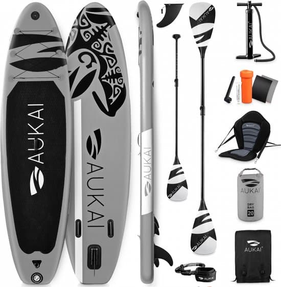 Aukai SUP Ocean Pro incl. kayak paddle en zitje, 320 cm, max 200 kg